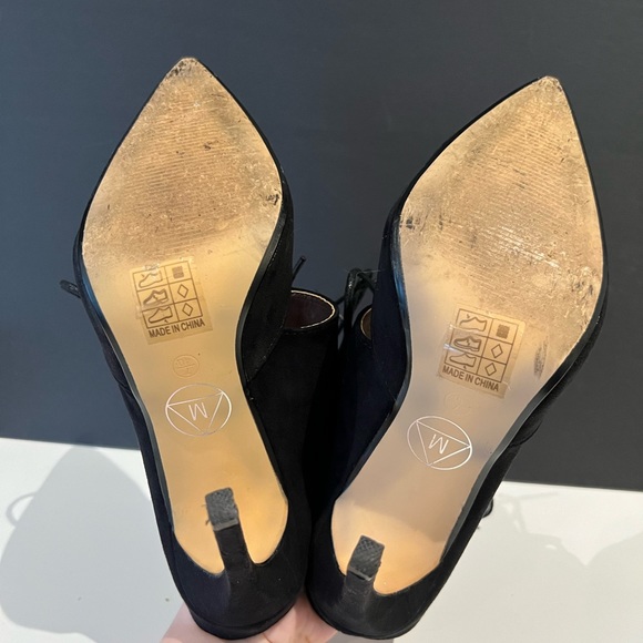 Black Suede Lace Up High Heeled Mule Size 8.5 - Picture 9 of 9